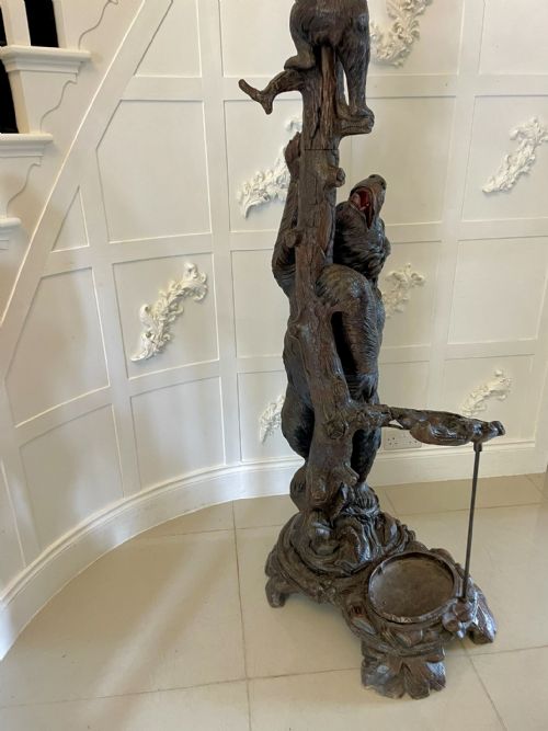 MAGNIFICENT EXHIBITION QUALITY ANTIQUE BLACK FOREST BEAR OAK TREE HALL STAND - ADDITIONAL PHOTO 6