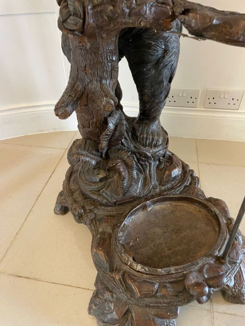 MAGNIFICENT EXHIBITION QUALITY ANTIQUE BLACK FOREST BEAR OAK TREE HALL STAND - ADDITIONAL PHOTO 7