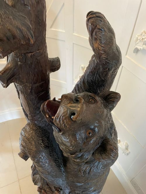 MAGNIFICENT EXHIBITION QUALITY ANTIQUE BLACK FOREST BEAR OAK TREE HALL STAND - ADDITIONAL PHOTO 13