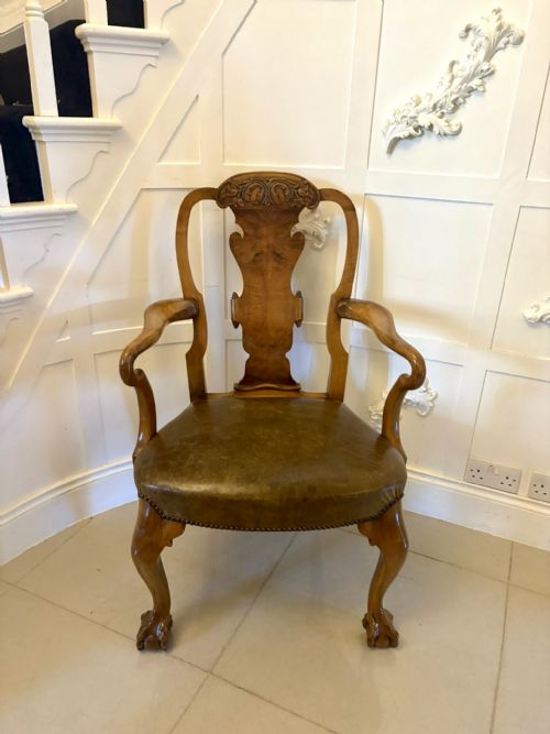 OUTSTANDING QUALITY PAIR OF ANTIQUE VICTORIAN CARVED WALNUT DESK CHAIRS - ADDITIONAL PHOTO 1