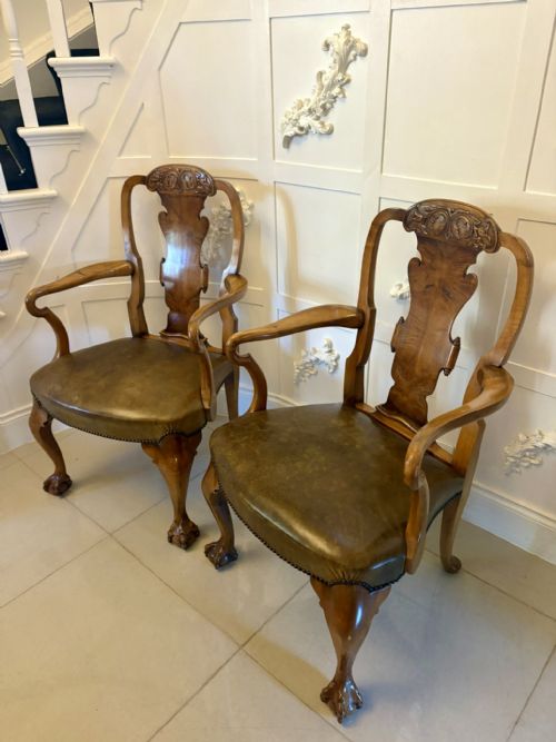 OUTSTANDING QUALITY PAIR OF ANTIQUE VICTORIAN CARVED WALNUT DESK CHAIRS - ADDITIONAL PHOTO 8
