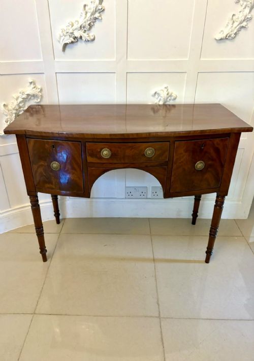 Small Antique George III Quality Figured Mahogany Bow Front Sideboard