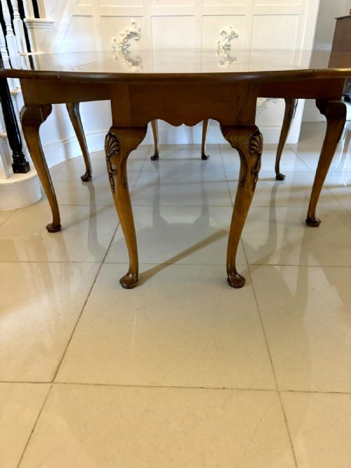LARGE ANTIQUE QUALITY FIGURED WALNUT 10 SEATER WAKE DINING TABLE - ADDITIONAL PHOTO 8