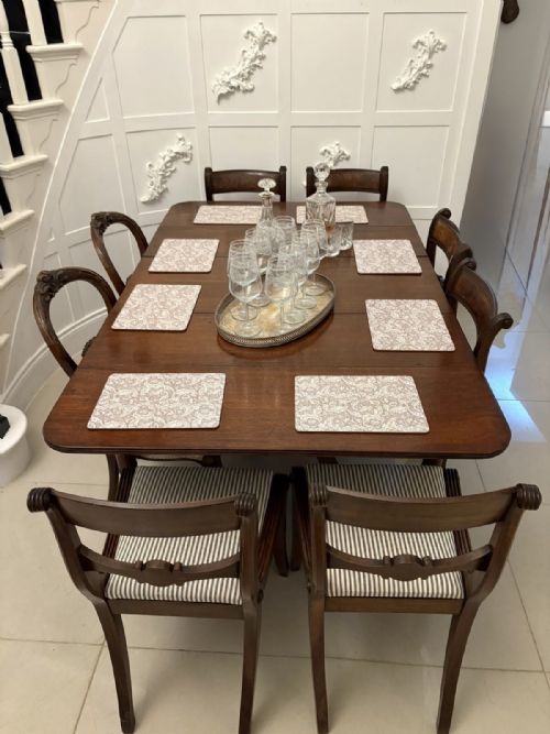 fig 1. Unusual Antique 8 Seater George III Quality Mahogany Extending Pembroke Dining Table 