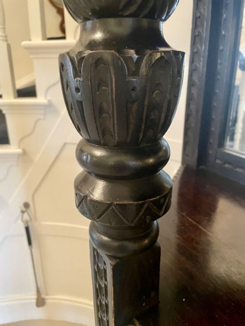 LARGE ANTIQUE VICTORIAN CARVED OAK SIDE CABINET - ADDITIONAL PHOTO 11