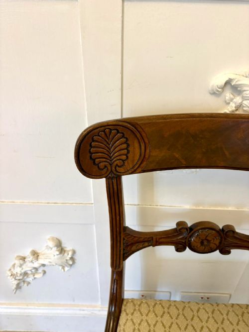 PAIR OF ANTIQUE REGENCY CARVED FIGURED MAHOGANY SIDE CHAIRS - ADDITIONAL PHOTO 1