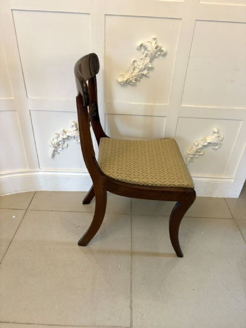 PAIR OF ANTIQUE REGENCY CARVED FIGURED MAHOGANY SIDE CHAIRS - ADDITIONAL PHOTO 2