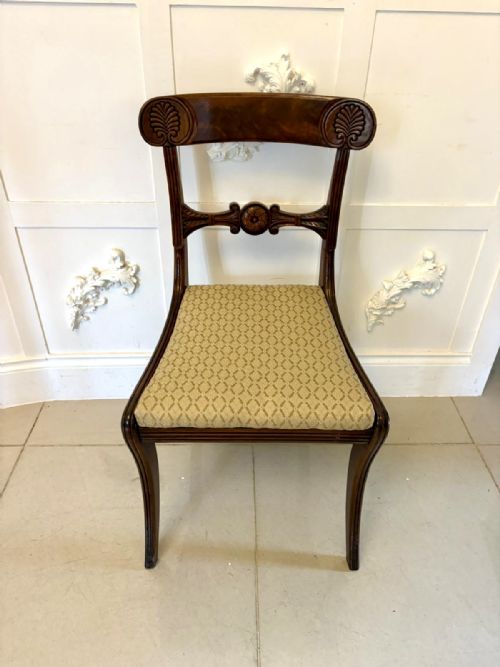 PAIR OF ANTIQUE REGENCY CARVED FIGURED MAHOGANY SIDE CHAIRS - ADDITIONAL PHOTO 4