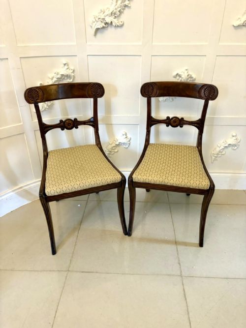 PAIR OF ANTIQUE REGENCY CARVED FIGURED MAHOGANY SIDE CHAIRS - ADDITIONAL PHOTO 7