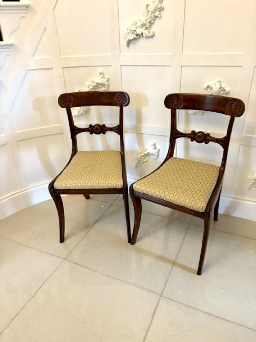 PAIR OF ANTIQUE REGENCY CARVED FIGURED MAHOGANY SIDE CHAIRS - ADDITIONAL PHOTO 8