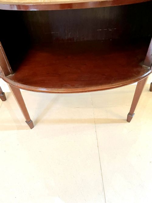 FINE QUALITY ANTIQUE EDWARDIAN INLAID MAHOGANY SHAPED DISPLAY CABINET - ADDITIONAL PHOTO 3