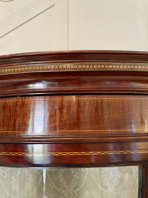 FINE QUALITY ANTIQUE EDWARDIAN INLAID MAHOGANY SHAPED DISPLAY CABINET - ADDITIONAL PHOTO 10