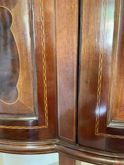 FINE QUALITY ANTIQUE EDWARDIAN INLAID MAHOGANY SHAPED DISPLAY CABINET - ADDITIONAL PHOTO 11