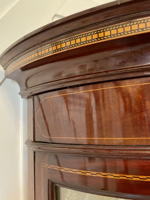 FINE QUALITY ANTIQUE EDWARDIAN INLAID MAHOGANY SHAPED DISPLAY CABINET - ADDITIONAL PHOTO 12