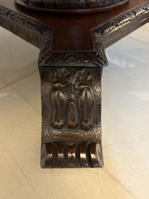 fig 1. Superb Quality Large Antique Victorian Carved Oak Centre/Dining Table
