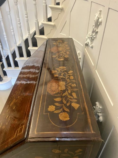 ANTIQUE 18TH CENTURY QUALITY MAHOGANY FLORAL MARQUETRY INLAID BOMBE SHAPED BUREAU - ADDITIONAL PHOTO 5
