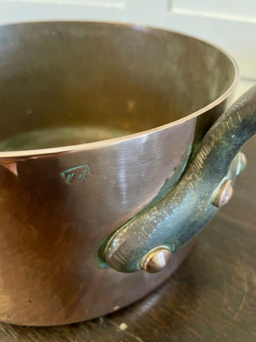ANTIQUE 19TH CENTURY FRENCH SET OF FOUR COPPER PANS - ADDITIONAL PHOTO 5