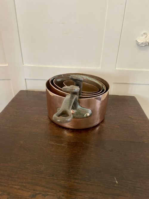 ANTIQUE 19TH CENTURY FRENCH SET OF FOUR COPPER PANS - ADDITIONAL PHOTO 8