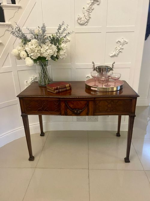 ANTIQUE VICTORIAN QUALITY CARVED FIGURED MAHOGANY SERVINGCONSOLE TABLE - ADDITIONAL PHOTO 1