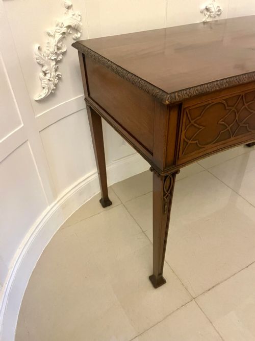 ANTIQUE VICTORIAN QUALITY CARVED FIGURED MAHOGANY SERVINGCONSOLE TABLE - ADDITIONAL PHOTO 2