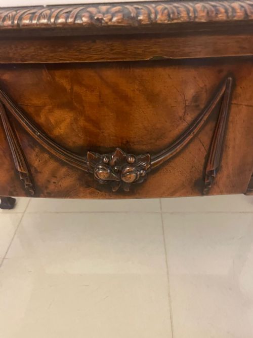 ANTIQUE VICTORIAN QUALITY CARVED FIGURED MAHOGANY SERVINGCONSOLE TABLE - ADDITIONAL PHOTO 3