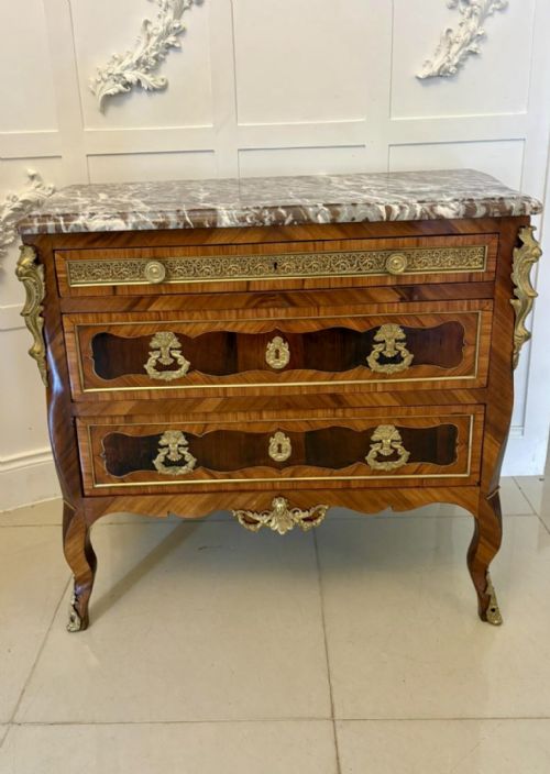Outstanding Quality Antique Victorian French Marble Top Commode Chest of Drawers