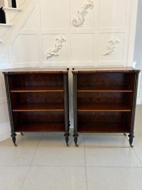 Superior Quality Pair of Antique Edwardian Rosewood Open Bookcases