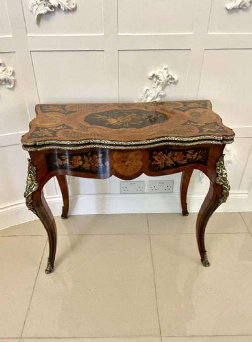 FINE QUALITY ANTIQUE VICTORIAN FRENCH KINGWOOD MARQUETRY INLAID ORMOLU MOUNTED CARDSIDE TABLE - ADDITIONAL PHOTO 1