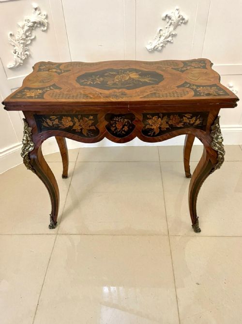 FINE QUALITY ANTIQUE VICTORIAN FRENCH KINGWOOD MARQUETRY INLAID ORMOLU MOUNTED CARDSIDE TABLE - ADDITIONAL PHOTO 8
