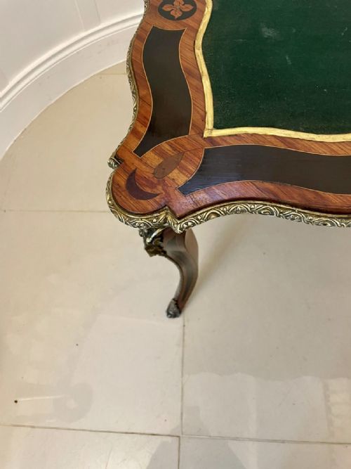 FINE QUALITY ANTIQUE VICTORIAN FRENCH KINGWOOD MARQUETRY INLAID ORMOLU MOUNTED CARDSIDE TABLE - ADDITIONAL PHOTO 9