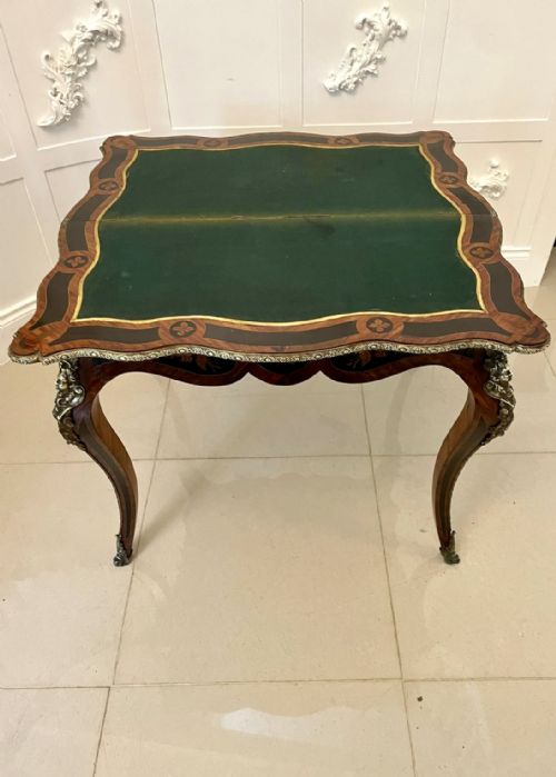 FINE QUALITY ANTIQUE VICTORIAN FRENCH KINGWOOD MARQUETRY INLAID ORMOLU MOUNTED CARDSIDE TABLE - ADDITIONAL PHOTO 11