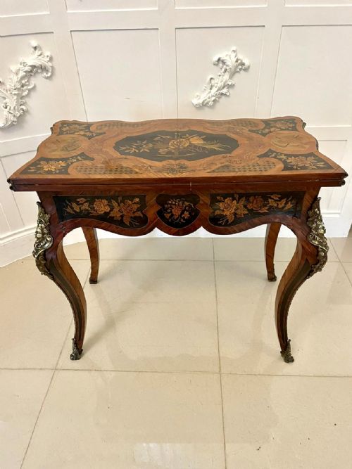 FINE QUALITY ANTIQUE VICTORIAN FRENCH KINGWOOD MARQUETRY INLAID ORMOLU MOUNTED CARDSIDE TABLE - ADDITIONAL PHOTO 13