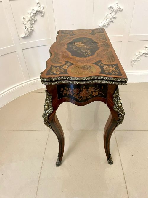 FINE QUALITY ANTIQUE VICTORIAN FRENCH KINGWOOD MARQUETRY INLAID ORMOLU MOUNTED CARDSIDE TABLE - ADDITIONAL PHOTO 14