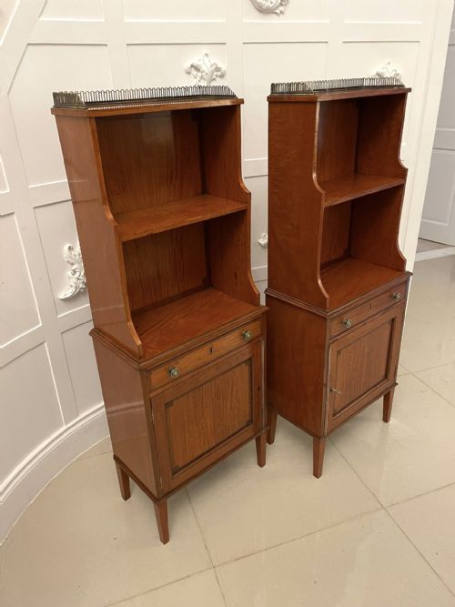 RARE PAIR OF GILLOWS ANTIQUE QUALITY SATINWOOD WATERFALL BOOKCASES - ADDITIONAL PHOTO 15
