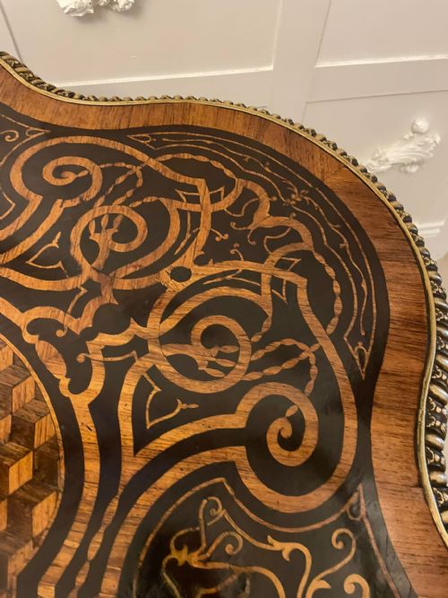 OUTSTANDING QUALITY ANTIQUE VICTORIAN FRENCH FREESTANDING MARQUETRY AND PARQUETRY CENTRE TABLE - ADDITIONAL PHOTO 3
