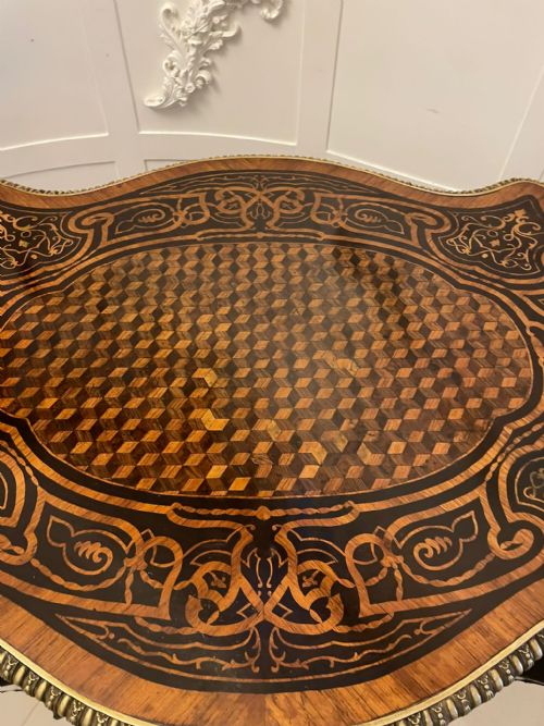 OUTSTANDING QUALITY ANTIQUE VICTORIAN FRENCH FREESTANDING MARQUETRY AND PARQUETRY CENTRE TABLE - ADDITIONAL PHOTO 5