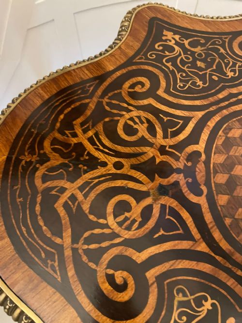 OUTSTANDING QUALITY ANTIQUE VICTORIAN FRENCH FREESTANDING MARQUETRY AND PARQUETRY CENTRE TABLE - ADDITIONAL PHOTO 7