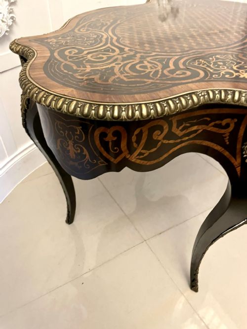 OUTSTANDING QUALITY ANTIQUE VICTORIAN FRENCH FREESTANDING MARQUETRY AND PARQUETRY CENTRE TABLE - ADDITIONAL PHOTO 12