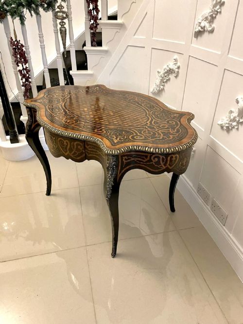 OUTSTANDING QUALITY ANTIQUE VICTORIAN FRENCH FREESTANDING MARQUETRY AND PARQUETRY CENTRE TABLE - ADDITIONAL PHOTO 15
