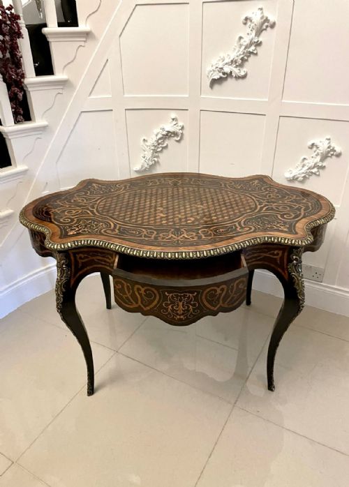 OUTSTANDING QUALITY ANTIQUE VICTORIAN FRENCH FREESTANDING MARQUETRY AND PARQUETRY CENTRE TABLE - ADDITIONAL PHOTO 16