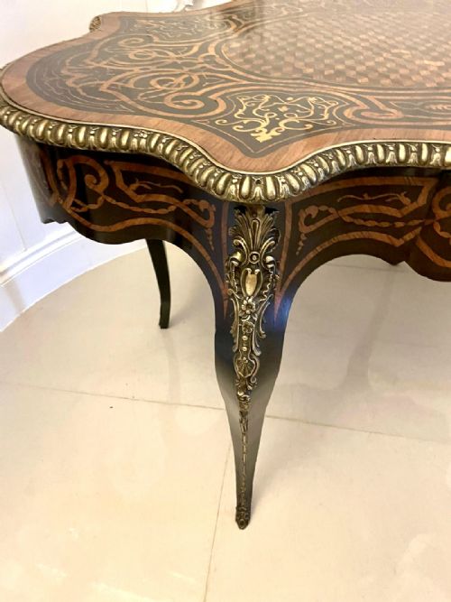 OUTSTANDING QUALITY ANTIQUE VICTORIAN FRENCH FREESTANDING MARQUETRY AND PARQUETRY CENTRE TABLE - ADDITIONAL PHOTO 21