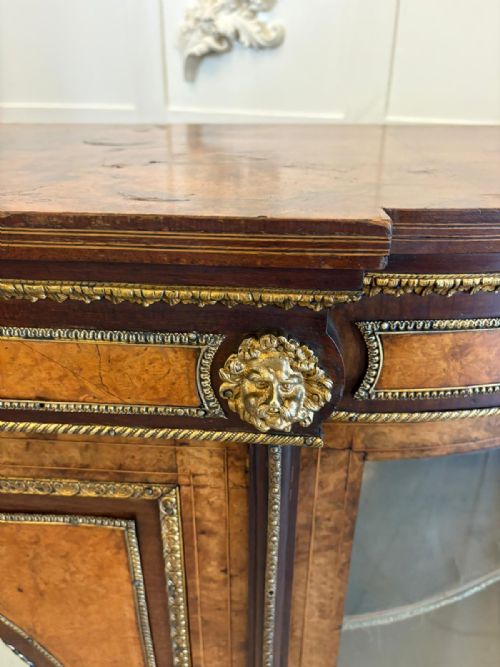 OUTSTANDING QUALITY ANTIQUE VICTORIAN BURR WALNUT ORMOLU MOUNTED CREDENZA - ADDITIONAL PHOTO 10