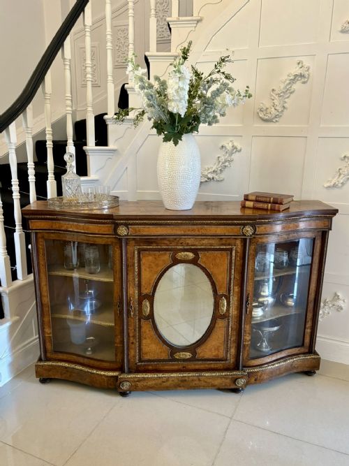OUTSTANDING QUALITY ANTIQUE VICTORIAN BURR WALNUT ORMOLU MOUNTED CREDENZA - ADDITIONAL PHOTO 16