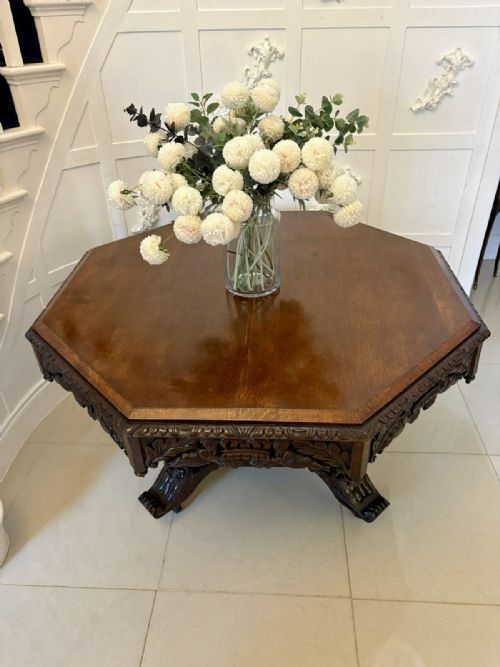 fig 1. Superb Quality Large Antique Victorian Carved Oak Centre/Dining Table