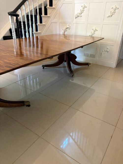 fig 1. Outstanding Quality 16 Seater Antique George III Figured Mahogany Two Pilar Dining Table