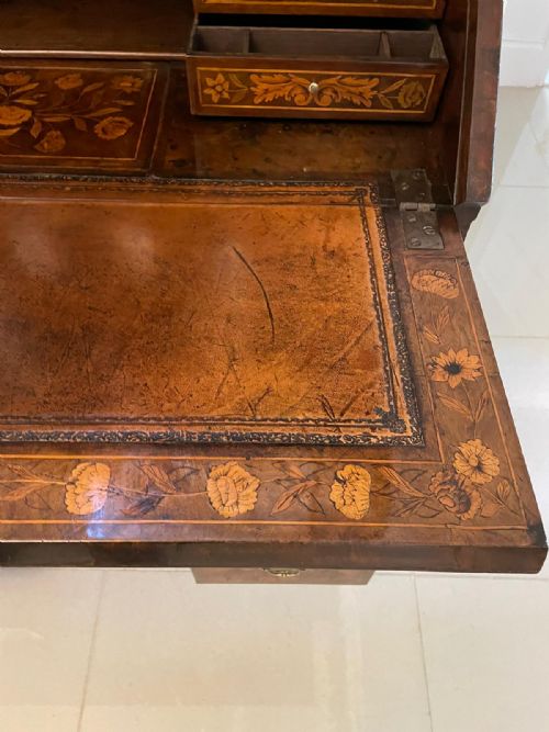 ANTIQUE WILLIAM AND MARY OUTSTANDING QUALITY BURR WALNUT INLAID MARQUETRY DOUBLE DOME BUREAU BOOKCASE - ADDITIONAL PHOTO 3