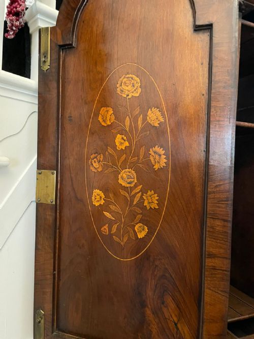 ANTIQUE WILLIAM AND MARY OUTSTANDING QUALITY BURR WALNUT INLAID MARQUETRY DOUBLE DOME BUREAU BOOKCASE - ADDITIONAL PHOTO 4