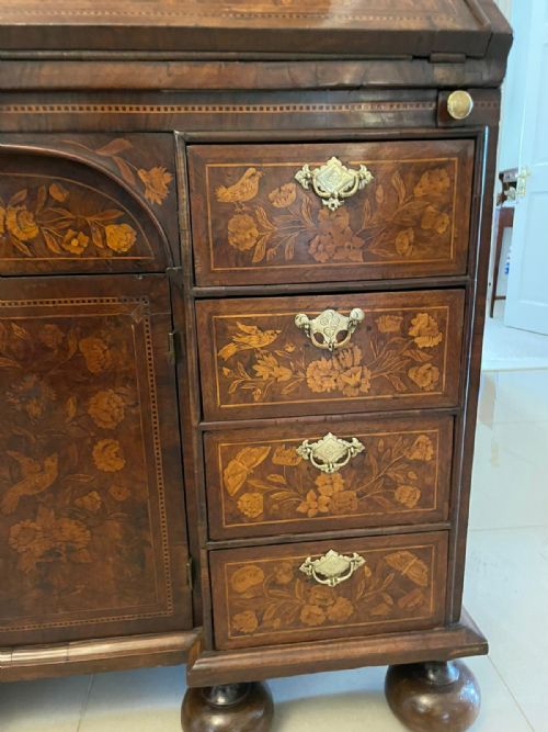 ANTIQUE WILLIAM AND MARY OUTSTANDING QUALITY BURR WALNUT INLAID MARQUETRY DOUBLE DOME BUREAU BOOKCASE - ADDITIONAL PHOTO 6