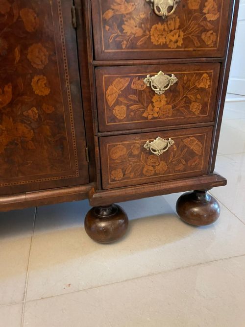 ANTIQUE WILLIAM AND MARY OUTSTANDING QUALITY BURR WALNUT INLAID MARQUETRY DOUBLE DOME BUREAU BOOKCASE - ADDITIONAL PHOTO 7