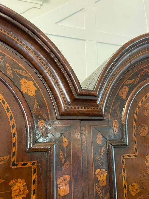 ANTIQUE WILLIAM AND MARY OUTSTANDING QUALITY BURR WALNUT INLAID MARQUETRY DOUBLE DOME BUREAU BOOKCASE - ADDITIONAL PHOTO 9
